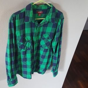 Blue and green plad shirt